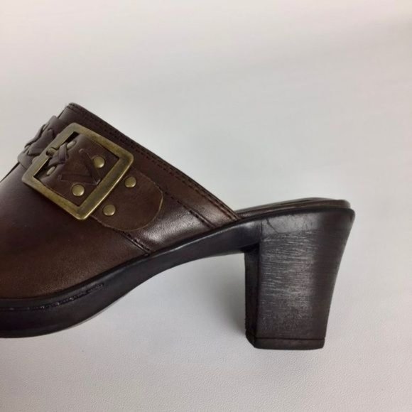 Clarks Womens Mirabelle Brown Leather Heeled Mules Comfort Shoes size 7.5W Wide - Picture 11 of 16